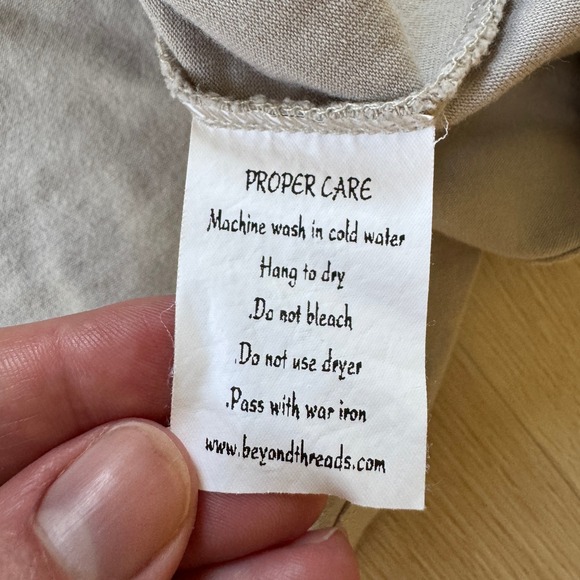 Beyond Threads Tan‎ Pima Cotton Blend Long Sleeve Tunic Top Womens XL Minimalist - Picture 2 of 9